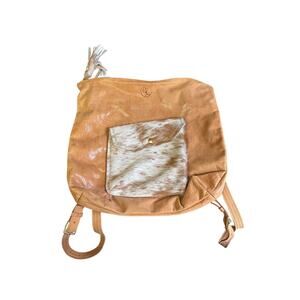 Beaudin Genuine Leather Becka Tan Fur Convertible Purse Backpack